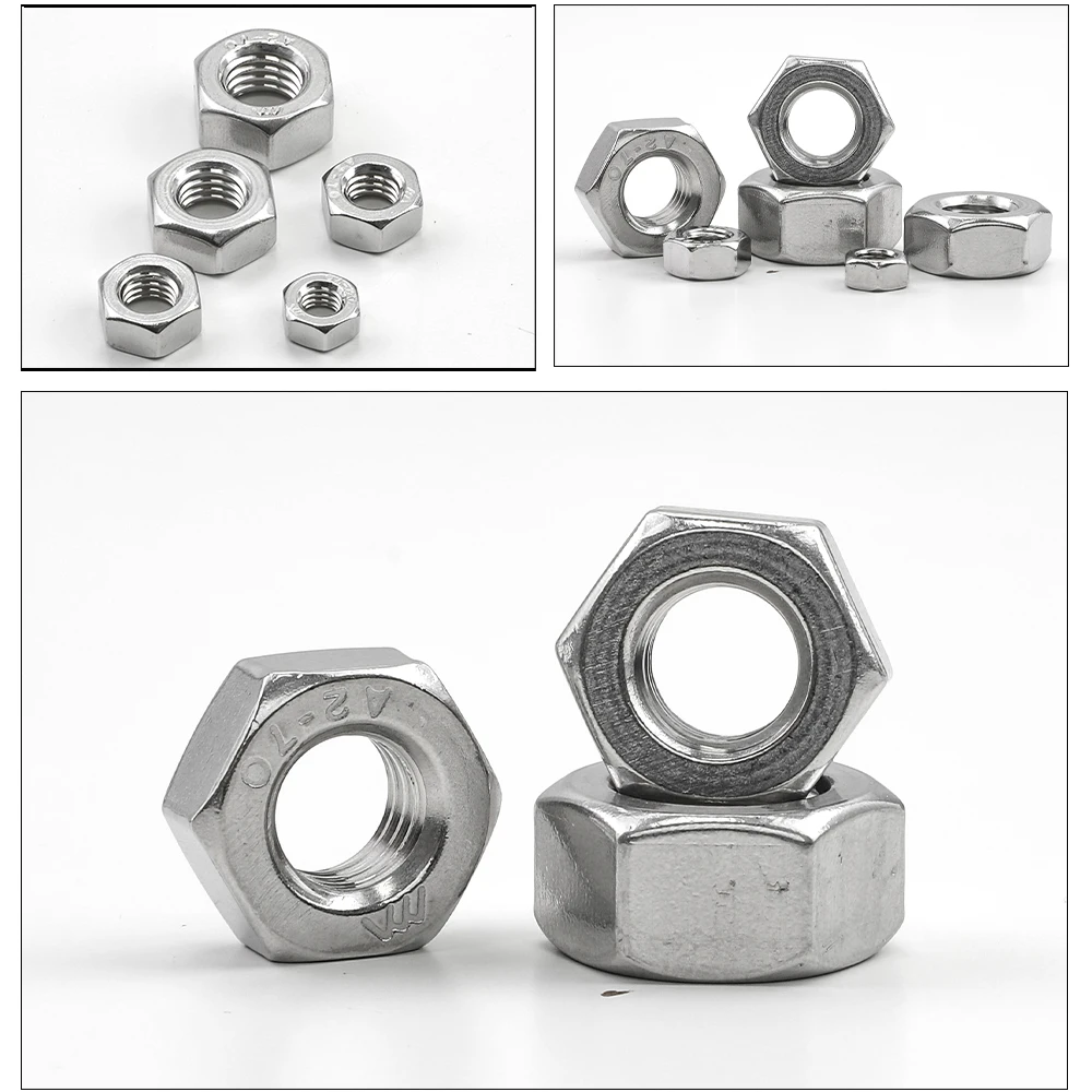 NNDEJIN 1-50pcs Hexagon Nut M3 M4 M5 M6 M8 M10 M12 M14 M16 M18 M20 M22 M24 316 Stainless Steel Metric Standard Thread Hex Nut