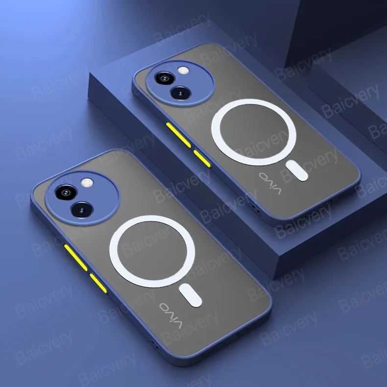 for VIVO V30E 5G V2340 V2339 Case Capa With Ring Iron Sheet Magnetic Sticker Anti-Drop Shell Matte Full Protective Back Cover