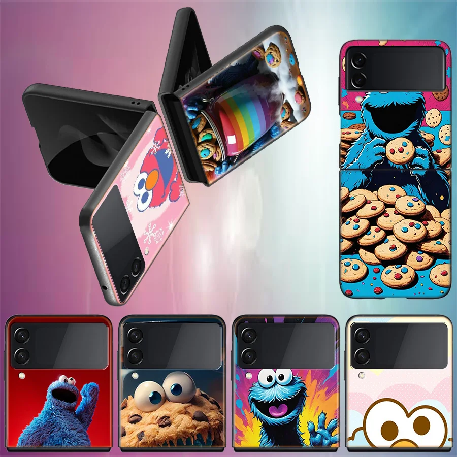 Funny Cookie M-Monster Phone Case For Samsung Z Flip 6 7 5G Galaxy Z Flip 5 4 3 5G Cases Shockproof Hard Cover TPU