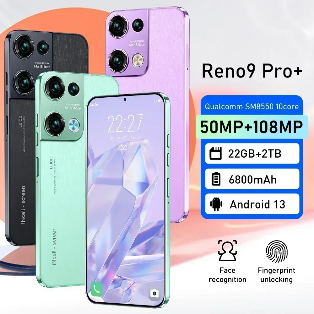 Reno9 Pro Smartphone Android13 22GB+2TB 6800mAh 4G 5G Cellphone 50MP+108MP Camera 7.3 inch Mobile Phone 10 Core Super Telephone 12 sold131,805.5Extra 5% off with coins1000High Quality Smartphones Stor