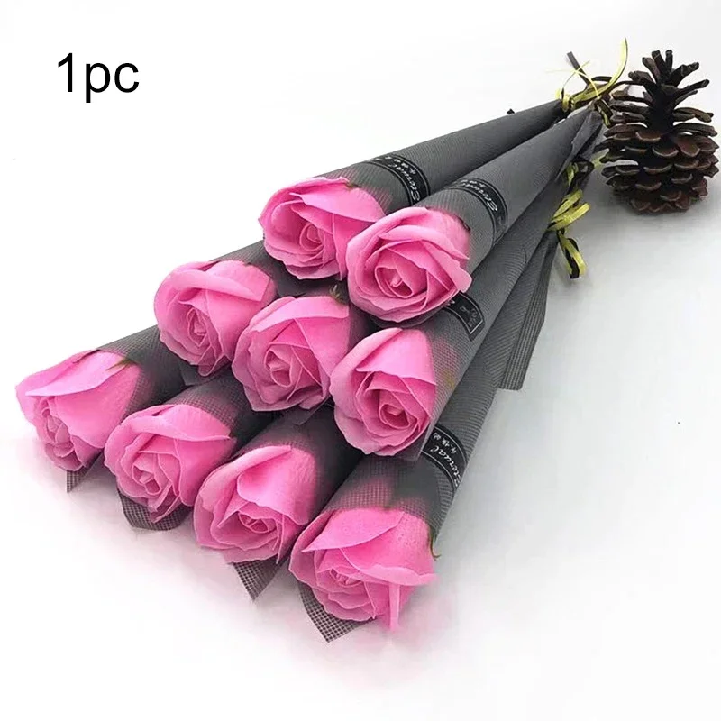 Single Rose Soap Flowers Bouquet Artificial Fake Flower Simulation Flower Valentine\'s Day Gifts Wedding Party Scene Layout Props