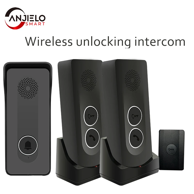 Wireless intercom doorbell wiring required built-in wireless signal two-way intercom one-button remote unlocking Voice Intercom