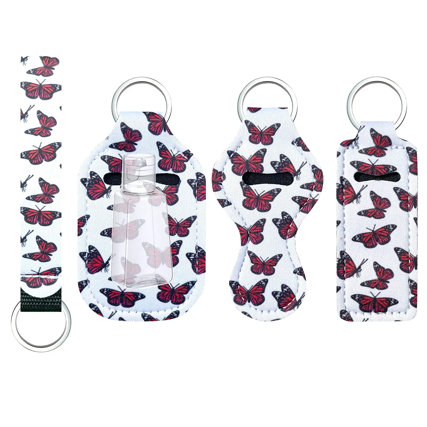 Chapstick Holders Color Printing Butterfly-style Lipstick Holder Keychains for Women Clip-On Lipstick Sleeve Pouch