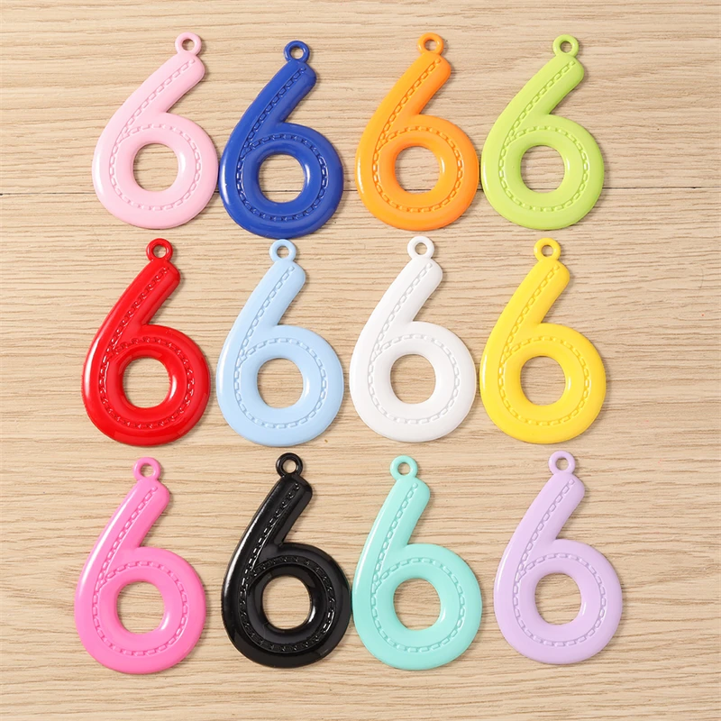 5 Stück niedliche, bunte Metallanhänger mit den Zahlen 0-9 zum Basteln von Schmuck, Halsketten, Ohrringen, Schlüsselanhängern und für DIY-Bastelarbeiten. – Detail 11