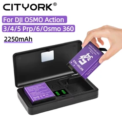 2250mAh Battery For DJI OSMO Action 5 Action4 Action3 Action6 OSMO 360 Battery With Type C Dual Slot Charger Camera Accessorie
