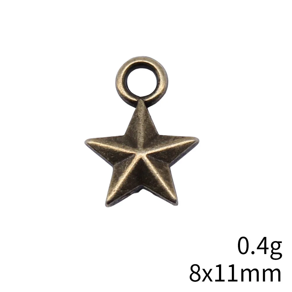 40pcs Pentagram Star Charm For Jewelry Making 10x7mm 3 Colors Jewelry Accessories