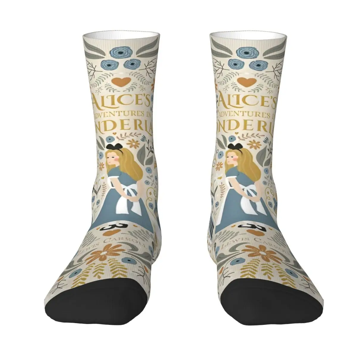 Alice's Adventures In Wonderland Socks Casual Stockings Men Comfortable Running Socks Autumn Printed Anti Sweat Socks