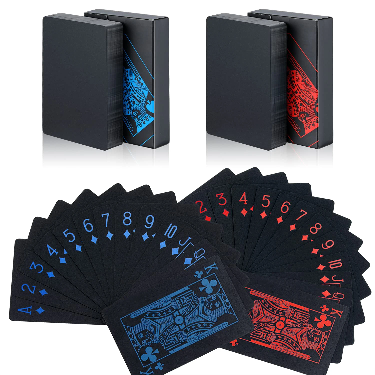 

PVC Poker Waterproof Plastic Playing Cards Set Black Color Poker Card Sets Classic Party/Travel Tricks Tool Poker Games Red Blue