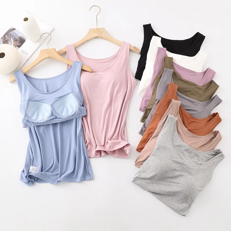 

Wireless One-Piece Vest Bra Women's Summer Thin Home Clothes with Chest Pad Wear-Outside Vest Underwear Comfortable Home Clothes