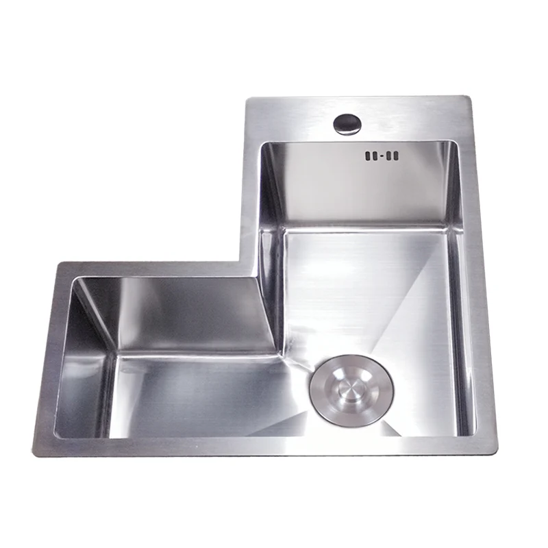 Sink Customized Special-shaped Kitchen Corner Dishwashing Sink 304 Stainless Steel Handmade Basin Customized L Single