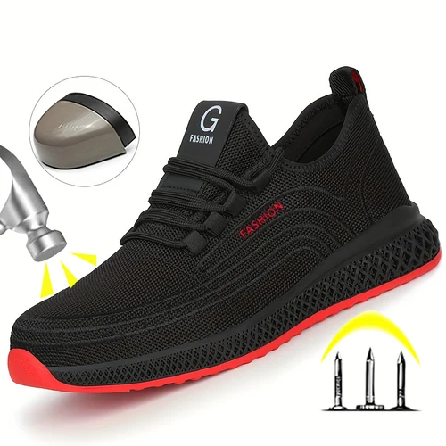 Zapatos de trabajo protectores con punta de acero, zapatos de seguridad antigolpes, zapatillas de trabajo ligeras para hombres y mujeres, zapatos indestructibles transpirables antipuñaladas