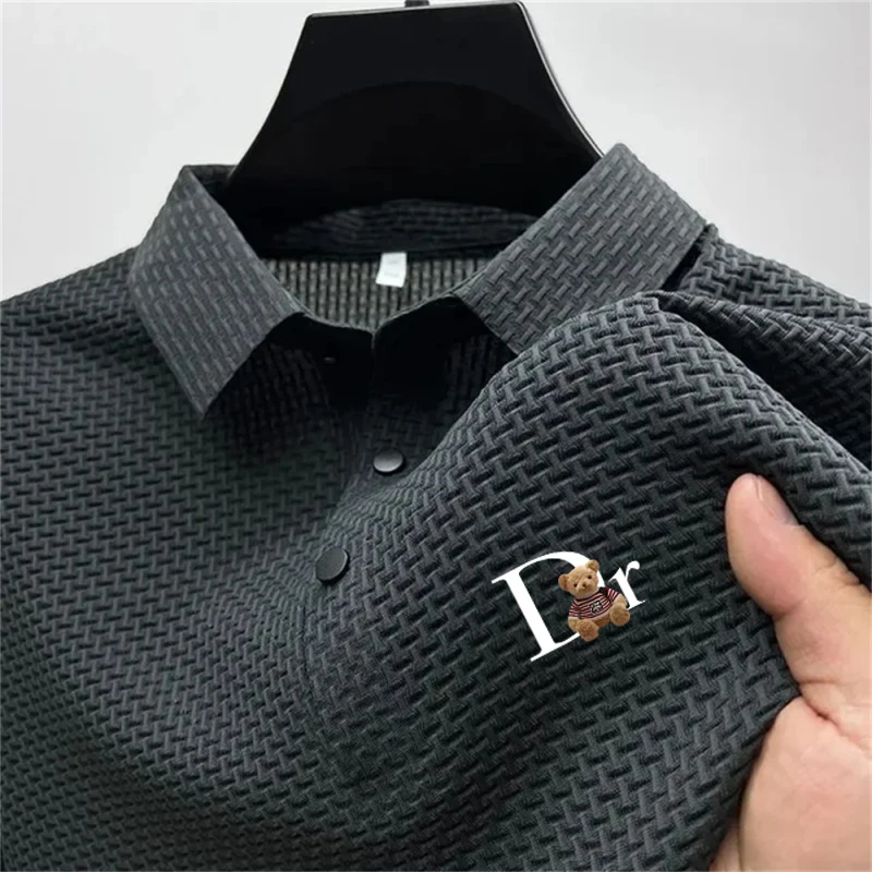 

Summer New Men's Golf Shirt 2026 Business Casual Short Sleeve Multifunctional Top Solid Color Polo Shirt Fashionable, Breathable