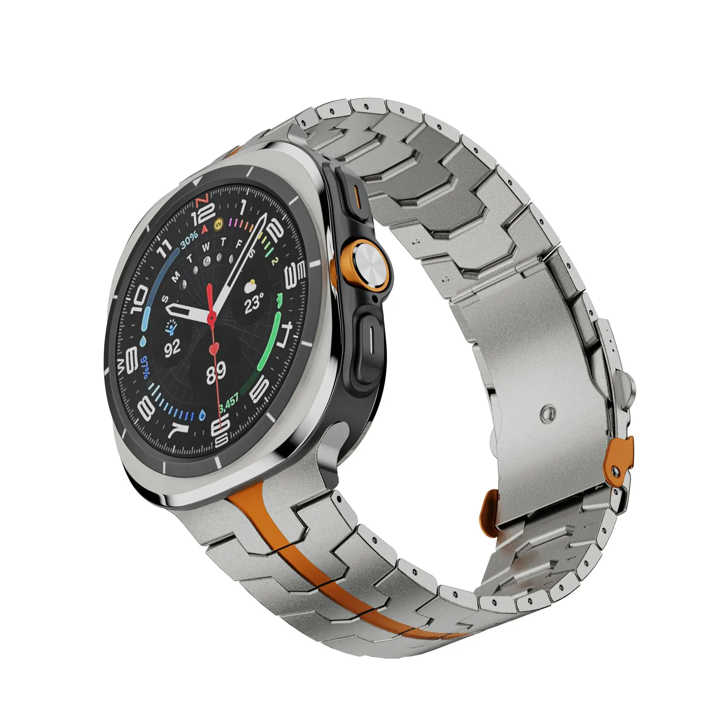 حزام من الفولاذ المقاوم للصدأ لساعة سامسونج جالاكسي الترا 2025 بدون فجوة قابلة للطي بإبزيم معصم لملحقات سوار جالاكسي الترا