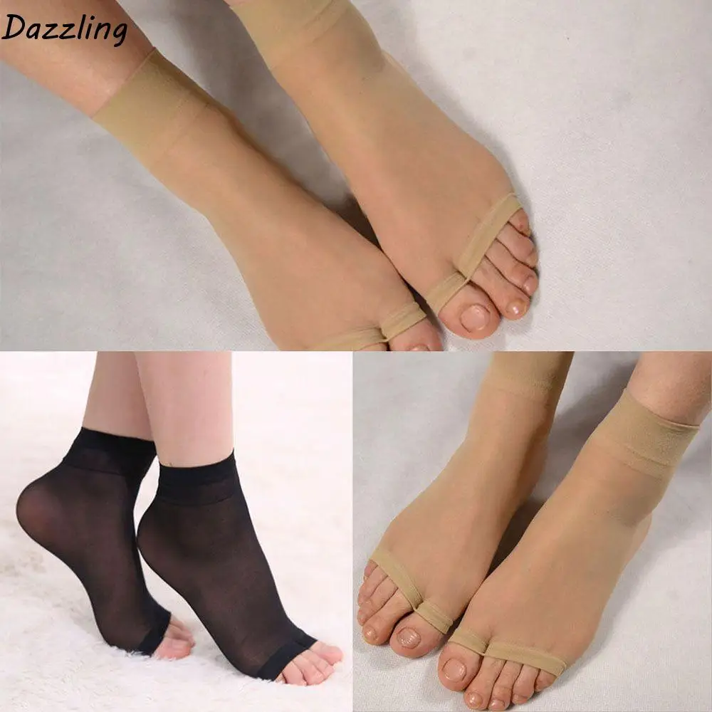 

Women Hot Stocking Foot Care Socks Smooth Spring Summer Open Toe Socks Ultrathin Mid-Ankle