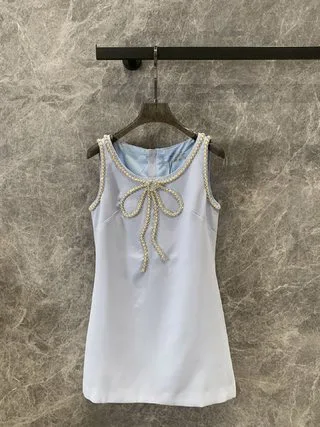 2024 Women's Clothing High Quality Crystal Embellished Sleeveless Tank Dress Spring Summer New  No.69