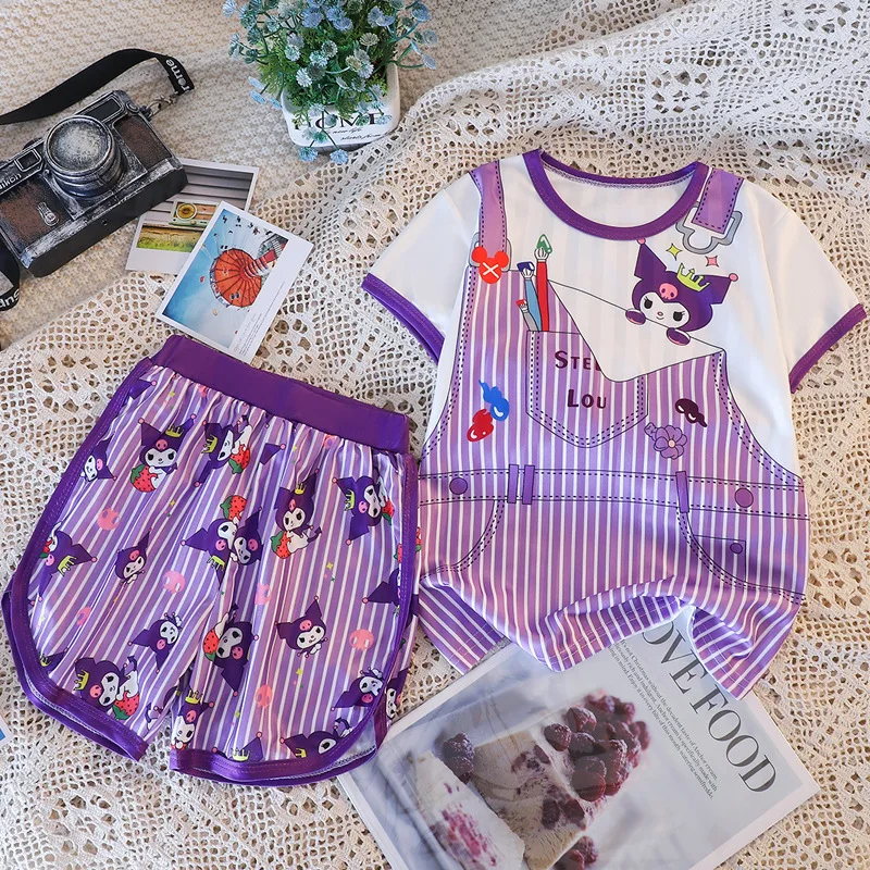 New Children's Short sleeved Pajamas Summer Set Jacquard Cartoon Children's Home Furnishings