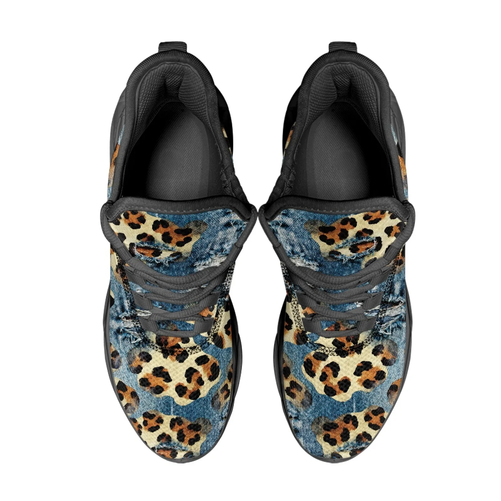 PENSTROLL Leopard Denim Sports Shoes Fashion Sneakers for Men Breathable Men's Running Shoes