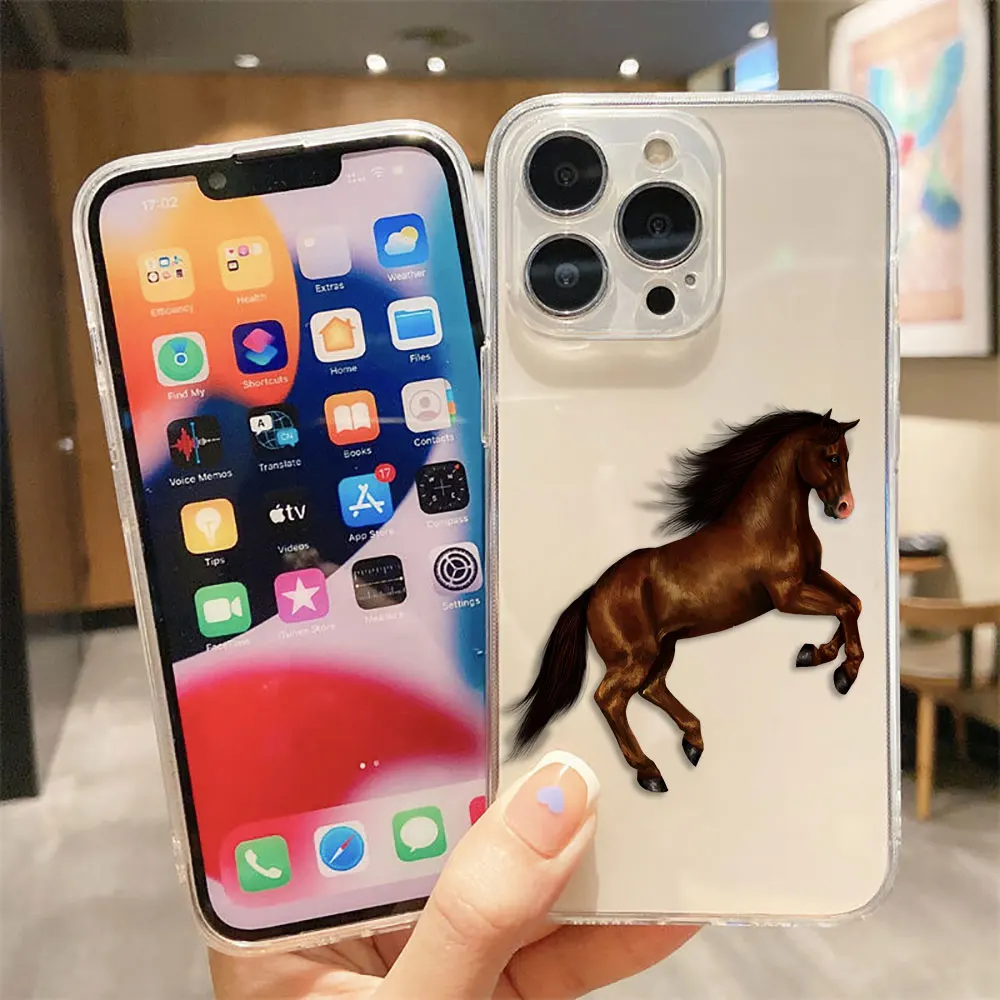 Animal Handsome Horse Clear Phone Case For Samsung A03 A04 A04E A05 A05S A06 A7 A10 A11 A12 A13 A14 A15 A16 NOTE 10 20 Shell