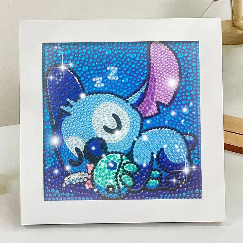 Disney-Stitch Diamante Desenho para Crianças, Bastão Redondo, Desenhos Animados Anime, Artesanal, DIY, Arte Bordada, Decoração para o Lar, Presente