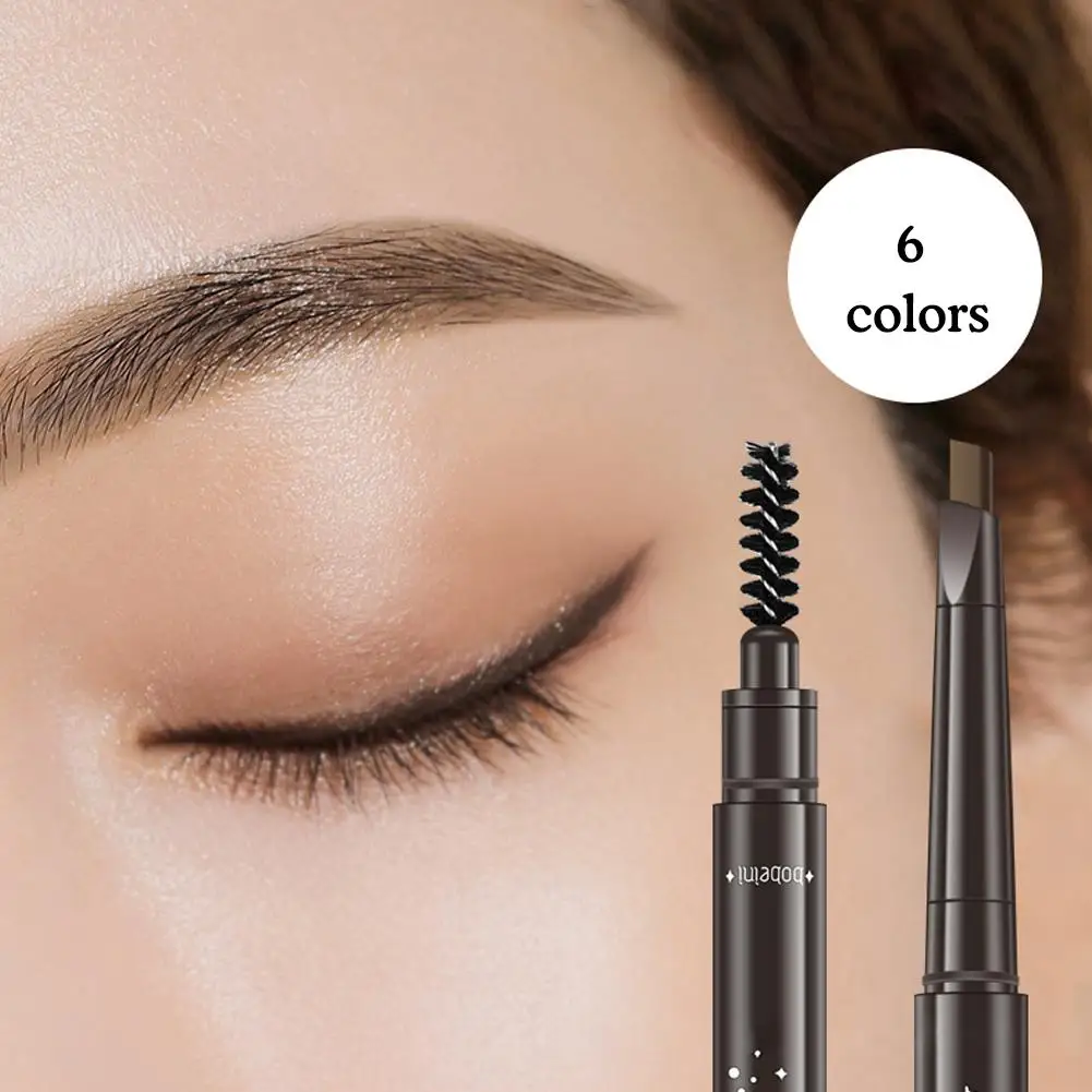 Matita per sopracciglia rotante a doppia testa a 6 colori matita per pennelli naturali blooming Beauty Brow con Waterproof Lasting No Makeup B0X7