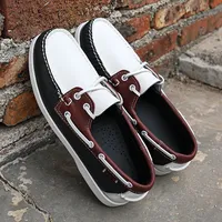 Color Matching Non-slip Men Driving Shoes New Leather Breathable Men Peas Shoes British Casual Sneakers Handmade Man Boat Shoes