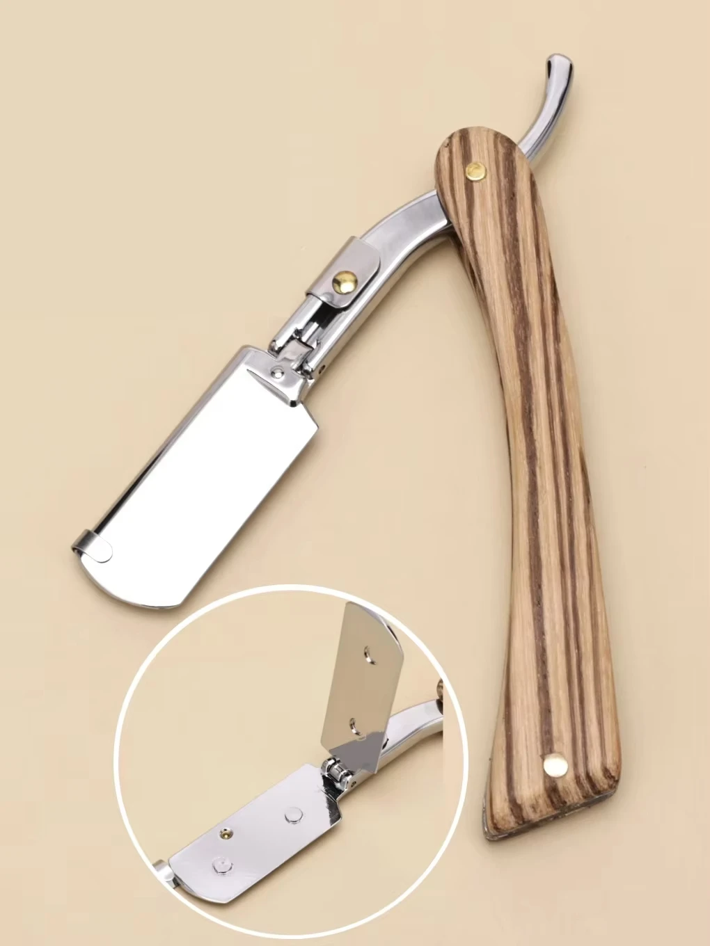 Barbershop Manual Shaver Straight Edge Stainless Steel Sharp Barber Razor Solid Wood Folding Shaving Beard Trimmer Cutter Tool