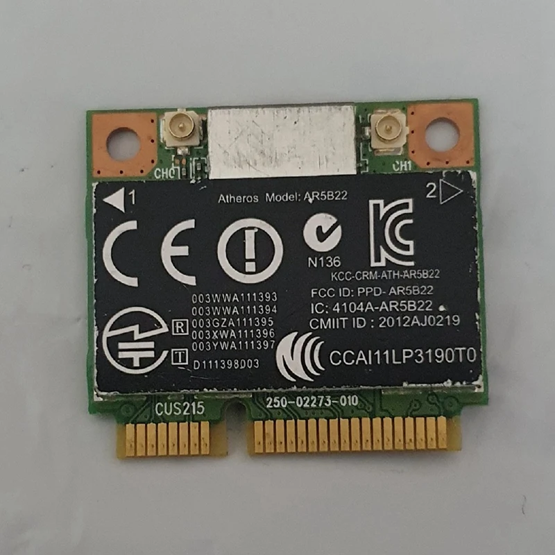 การ์ดเครือข่ายไร้สาย AR5B22 802.11A /b/g/n PCI-E WLAN 2.4G/5GHz 4.0 Wi-Fi การ์ดเครือข่ายไร้สาย Bluetooth4.0