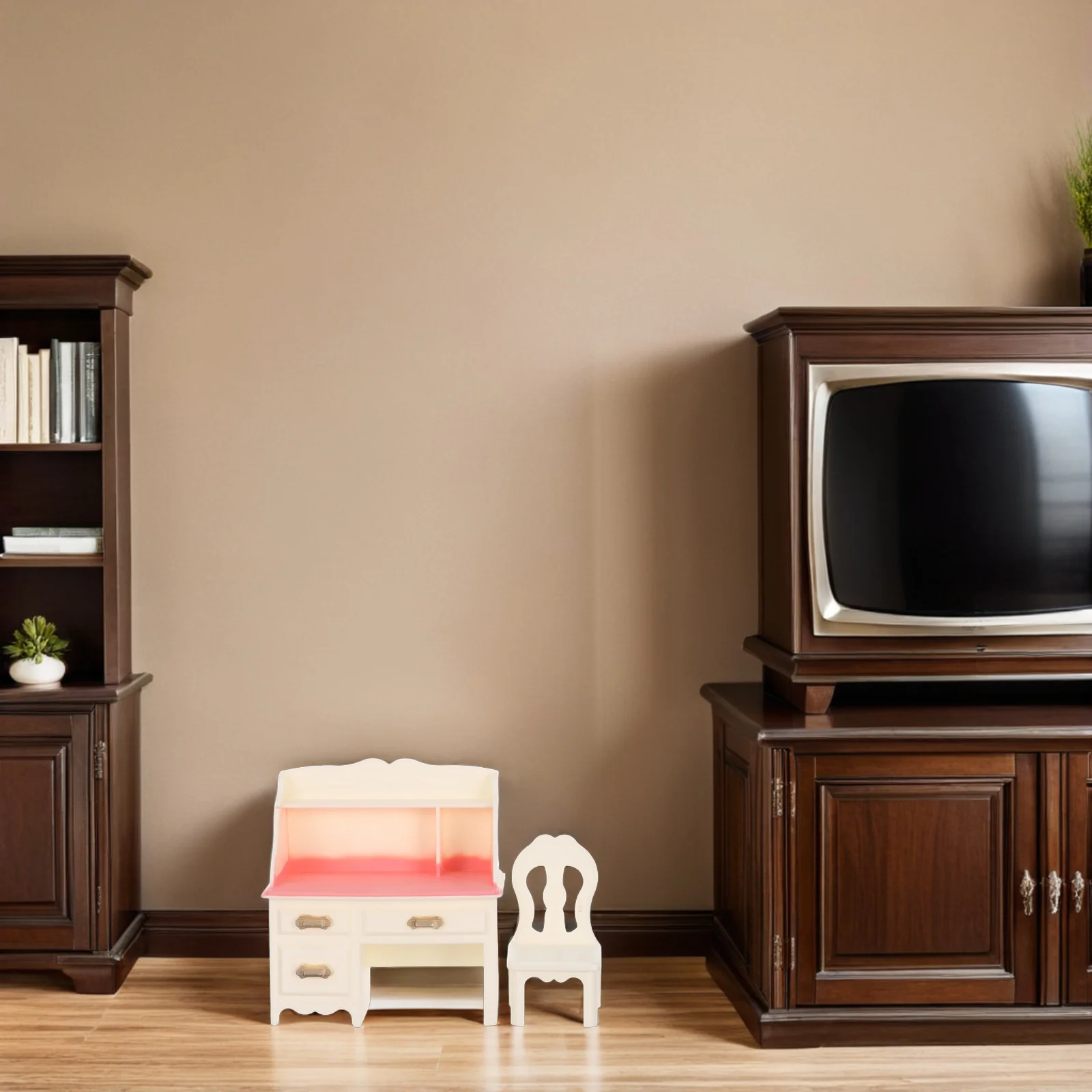 5 مجموعات من طاولات وكرسي أثاث المكاتب المصغرة، تصميم حديث لتزيين مشهد المنزل الصغير، لعب الأدوار الإبداعية