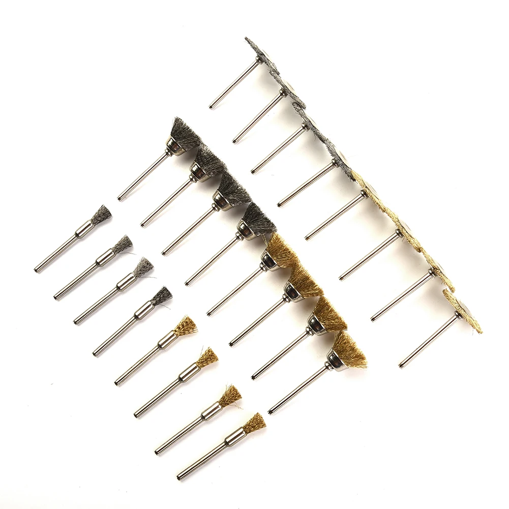 Rotary Tools Kit Set Cleaning Grinding Wire wheel brush Rust Metal 24pcs Brass Stainless Steel Polishing Grinder