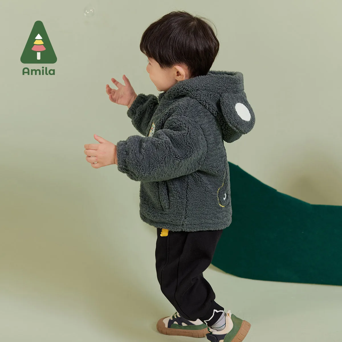 Amila Baby Boy Coat 2024 Winter New Multicolour Hooded Fleecing Big-eared Hat Cute Toddler Outerwear  Baby Clothing