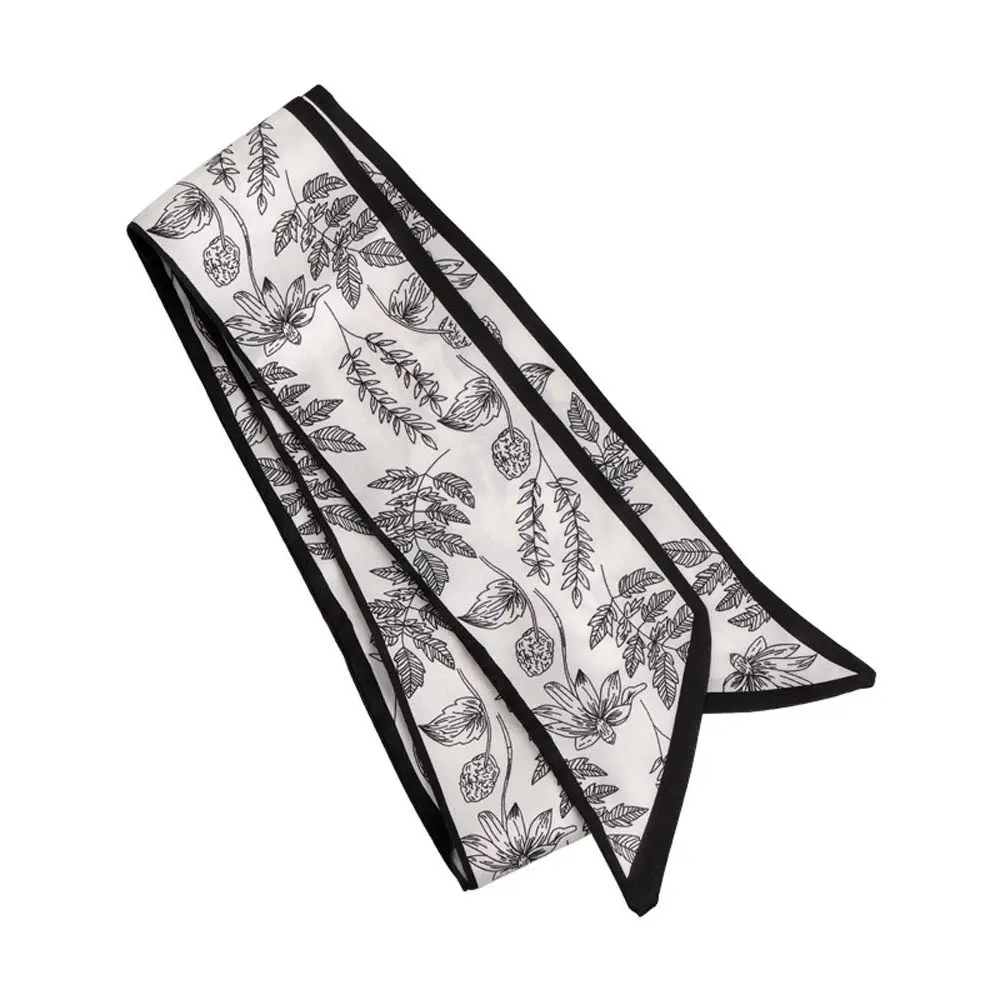 Headscarf Leaf Sweet Neck Scarf Ins Long Scarf Floral Women Hair Ribbon Hair Bands Flower Printed Scarf Satin Silk Scarf