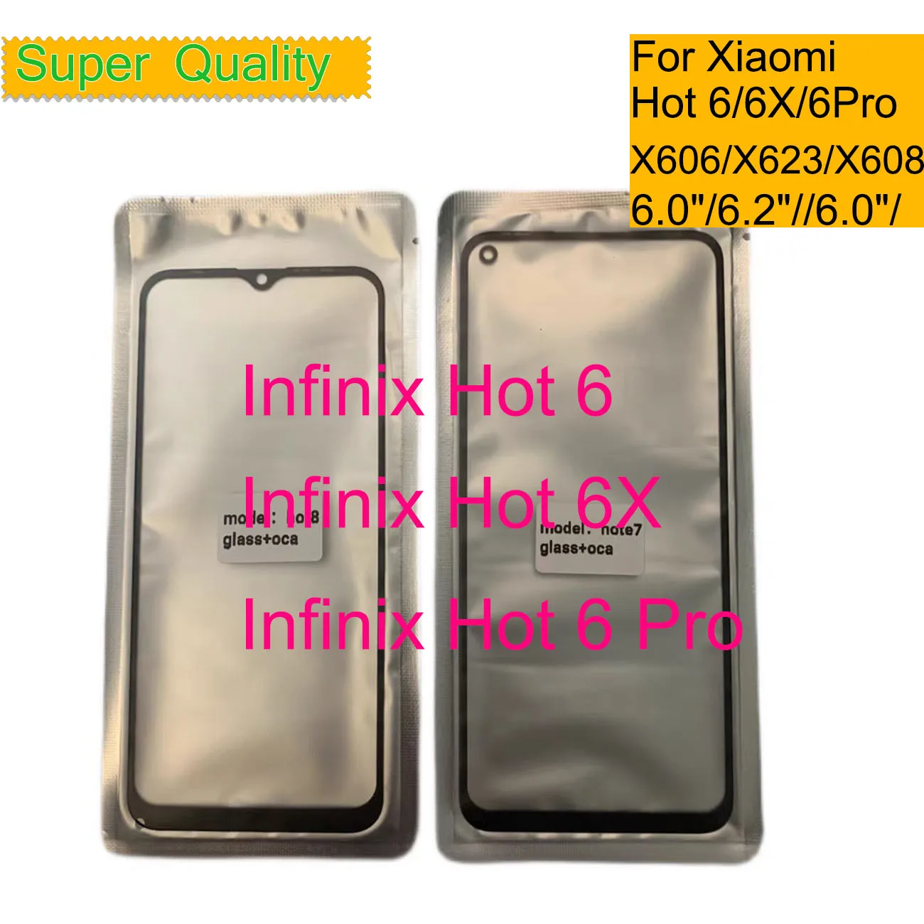 

10Pcs/Lot For Infinix Hot 6 Pro Touch Screen Front Outer Glass Panel Lens For Infinix Hot 6X LCD Front Glass With OCA