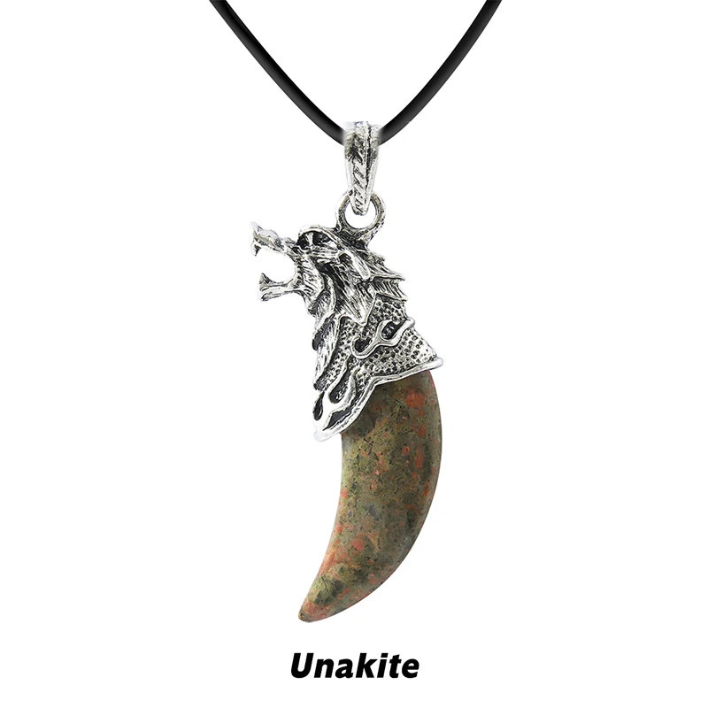 Wolf Tooth Pendant Necklace with Rose Quartz & Amethyst