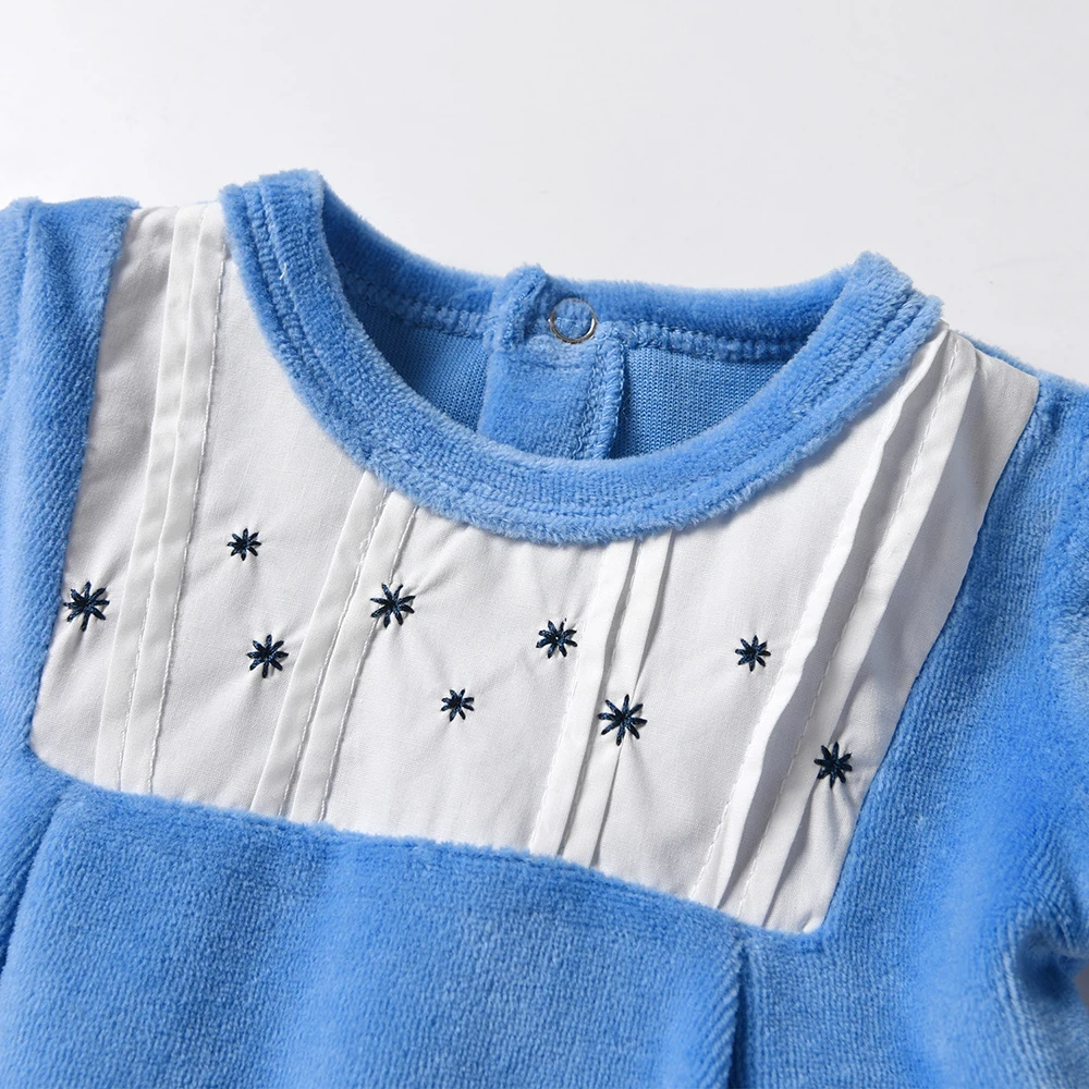 Newborns Baby Autumn Boys Bodysuit Girls Rompers Footie Chlidren Clothes Velvets Blue Jumpsuits Rompers Infant Spring Clothing