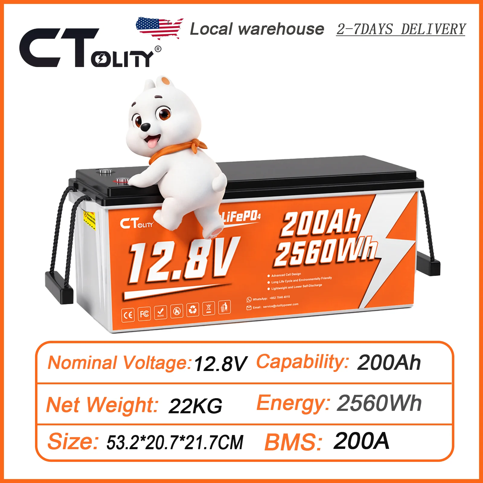 12V 200Ah LiFePO4 Lithium Battery Support 4S4P Series Parallel Built-in BMS Fast US Shipping for Off-Grid Home Solar System RV