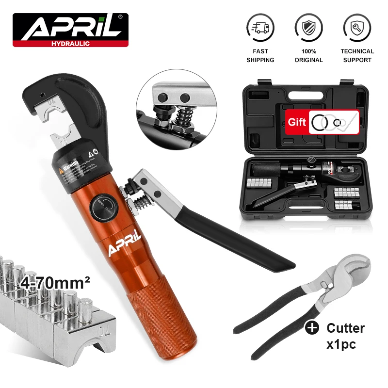 APRIL Hydraulic Crimping Tool APR-70 Cable Lug Crimper Plier 4-70mm2 Compression Tool Pressure 5-6T Pressure