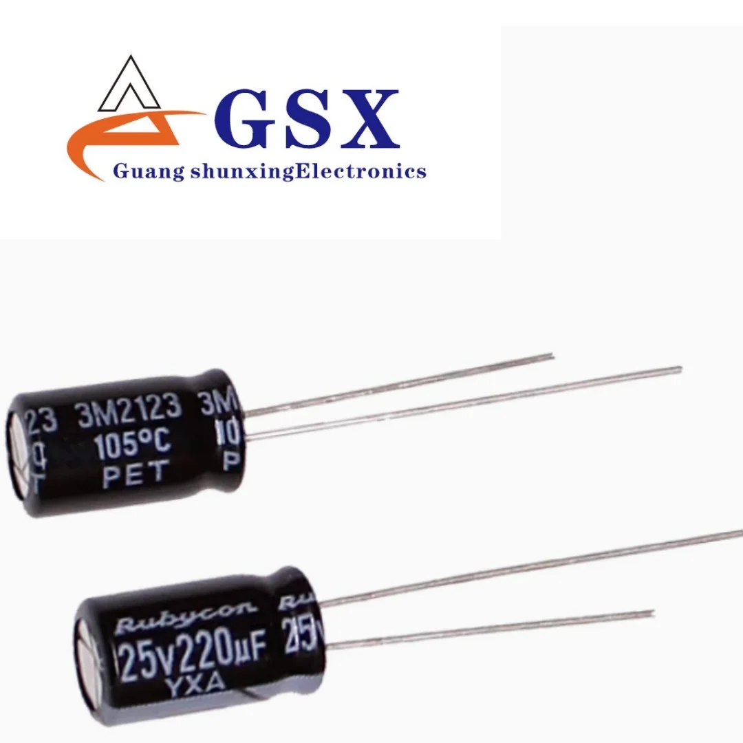 

Brand new original genuine imported aluminum electrolytic capacitor 25v220uf 6.3 * 11 Japanese ruby YXA 105 degrees