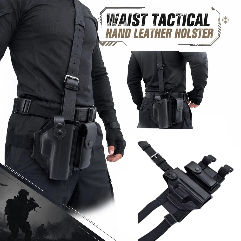

Tactical Genuine Leather Holster,for Glock 17 18 19 G17 G18 G19 Waist Belt Pistol Case Bag Hunting Sports Gun Accessories