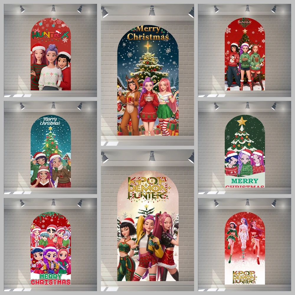 

Kpop Demon Hunter Arch Backdrop Cover Christmas Decoration Theme Kids Girls Birthday Party Baby Shower Customized Background