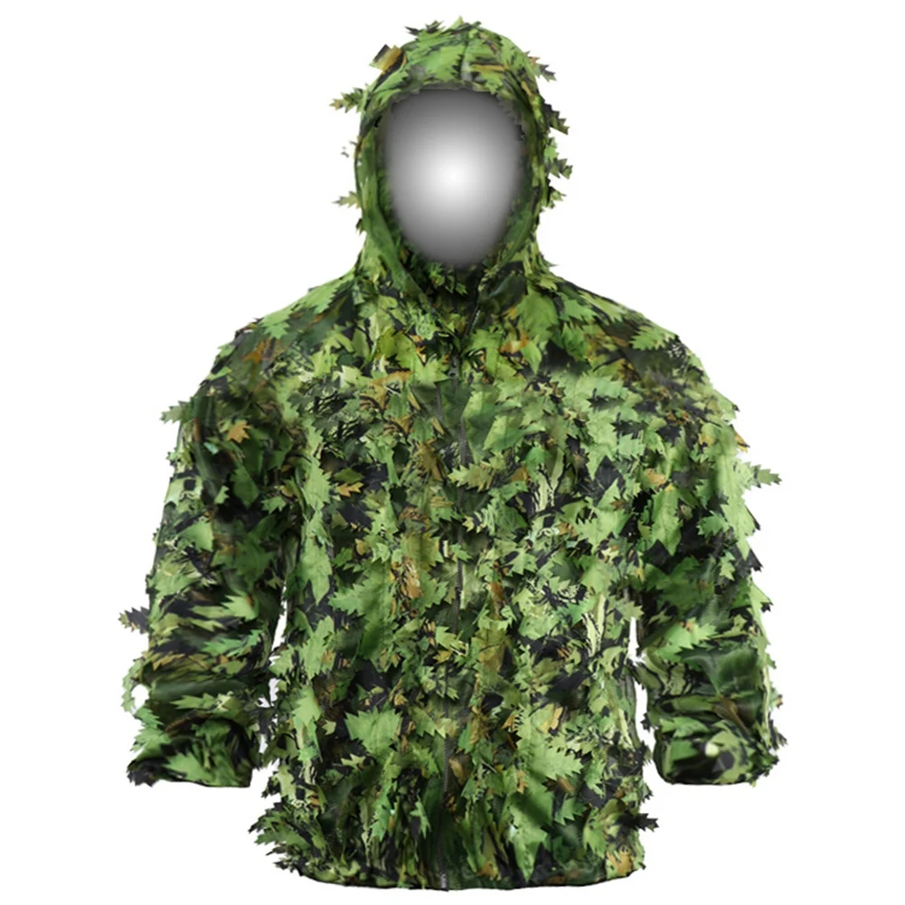 Sticky Flower Bionic Leaves Camouflage Suit Hunting Ghillie Suit Woodland Camouflage Universal Camo Set (B)