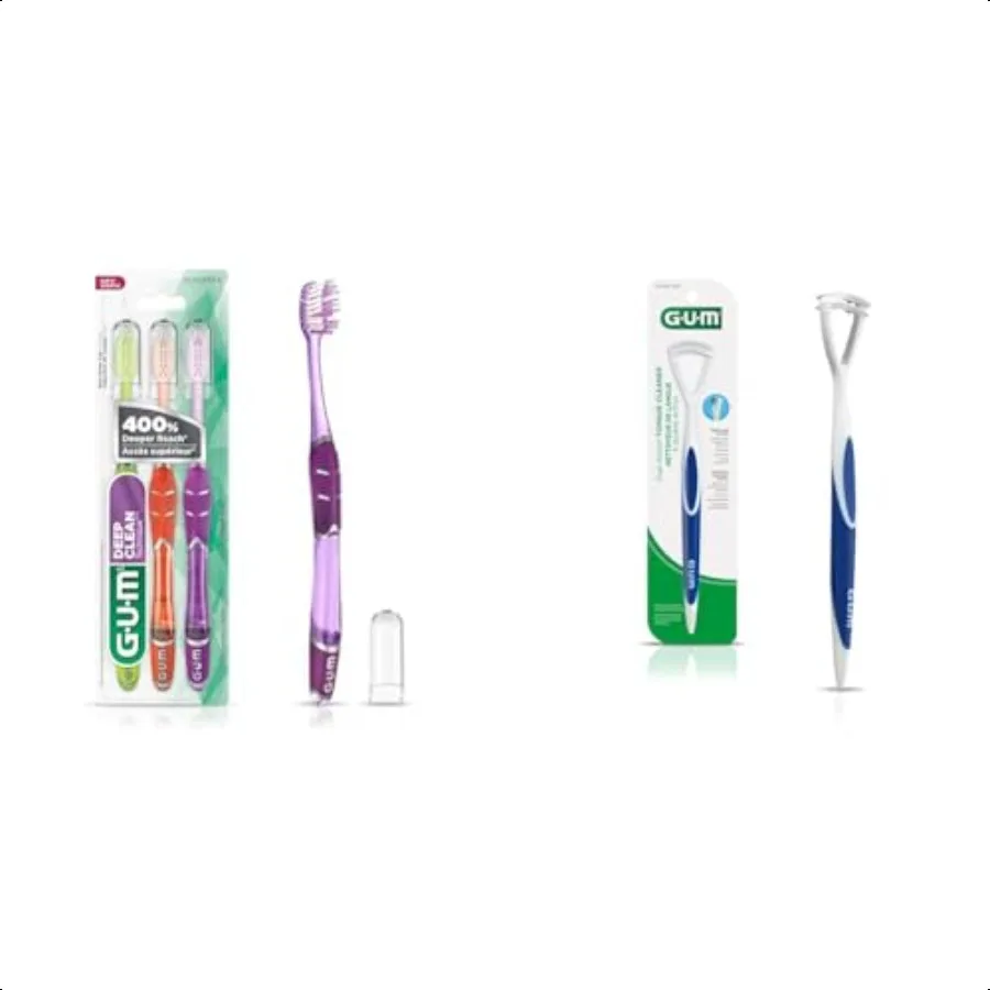 

Набор технических зубных щеток Deep Clean Compact Soft Extra Fine Bristles 3ct + средство для чистки языка двойного действия с мягкой щетиной Tongu