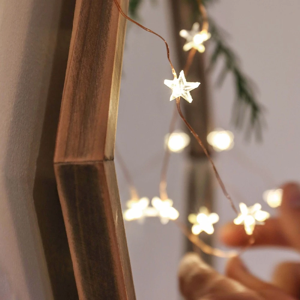 5 เมตร STARS ไฟ Fairy สําหรับห้องนอน String แบตเตอรี่อะแดปเตอร์ไฟคริสต์มาส Garland งานแต่งงานตกแต่งวันหยุด