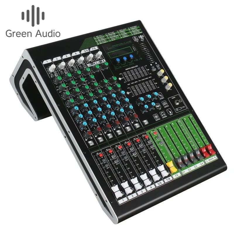 GAX-MQ82 Audio Console DJ Controller Mixer with 24 Built in Reverb Effect MP3 Input 8 Channel for Live Sound Studio Use