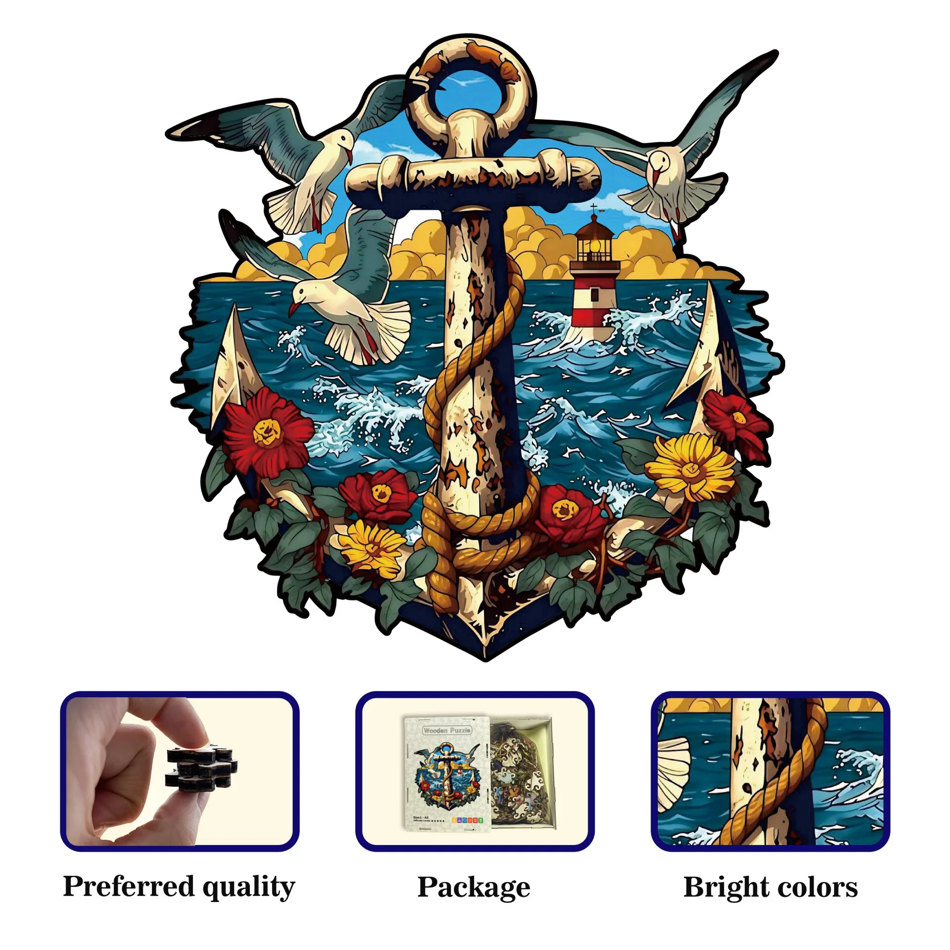 151/211pcs Wooden Anchor Irregular Shaped Puzzle Jigsaw Puzzle Stress-Relieving Game Birthday Xmas Gifts Fun Educational Toys
