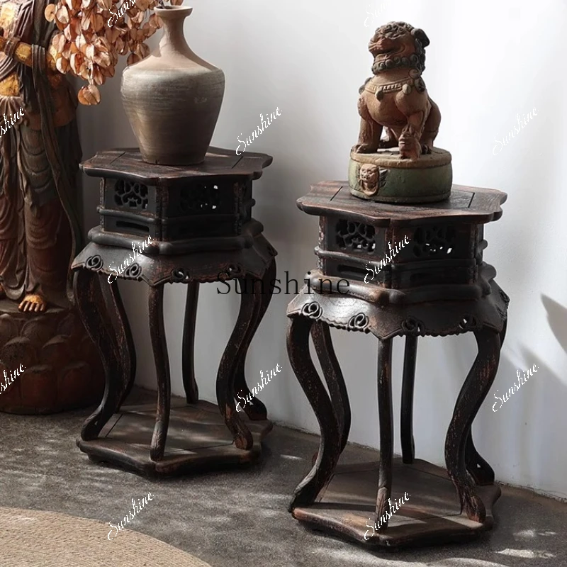 Flower shelf combination living room display solid wood Chinese antique Ming and Qing classical  FT