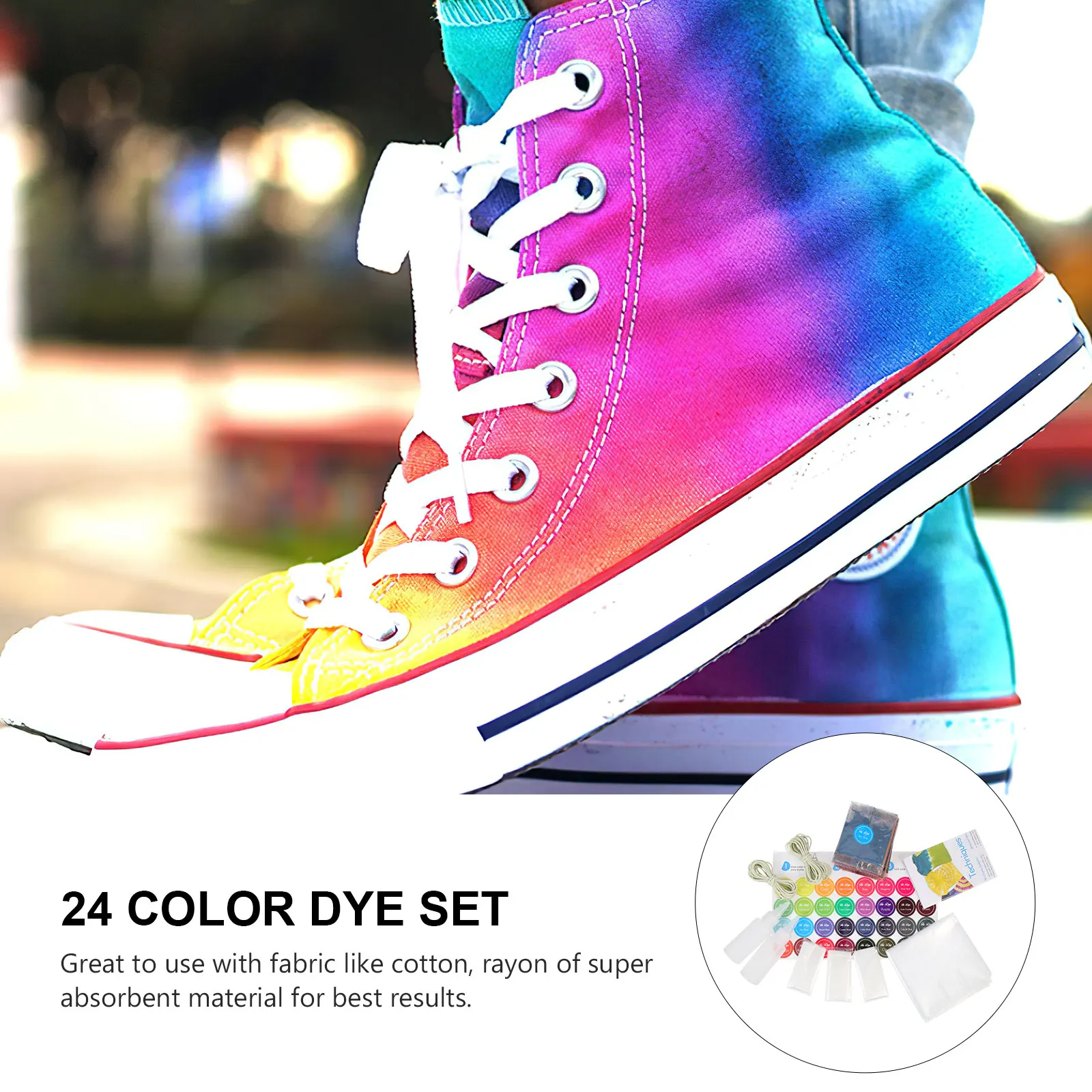 

24 Colorful Fabric Dye Powder Set for Tie Dye Kits Kids Adults Party Supplies Safe Material Bright Colors Reusable Sewing Crafts