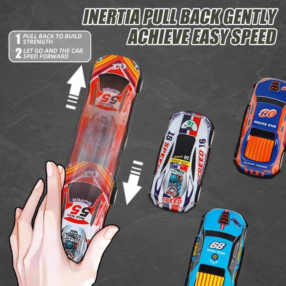 Zestaw do zabawy Cars Race Track z 30-mi odlewanymi metalowymi pojazdami typu pull-back Inclusive Mata do zabawy i pudełko do przechowywania Zestaw