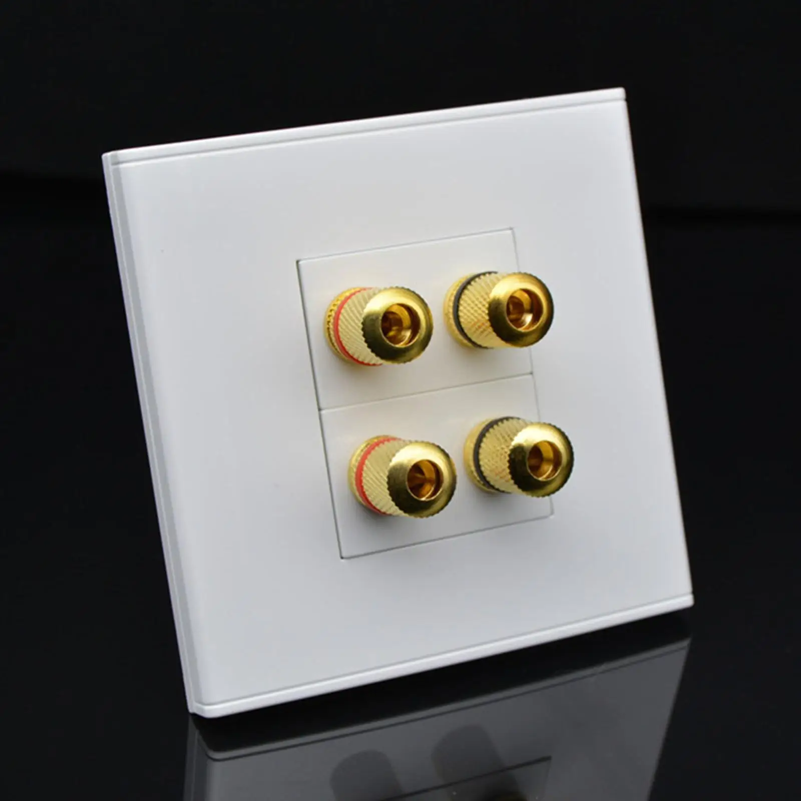 White Wall Outlet Glossy Panel Gold Plated Binding 4 Connectors for Speaker Audio Banana Plug Socket Connector Terminal
