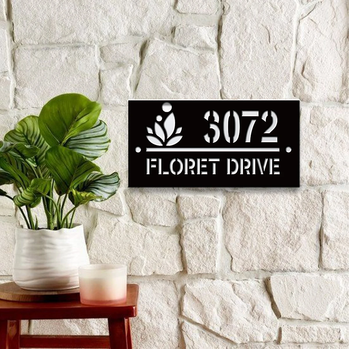 1Pc Custom Plant Flowers Number&Text Acrylic House Number Door Street Sign Plaque,Home Room Garden Decor,Birthday Wedding Gift