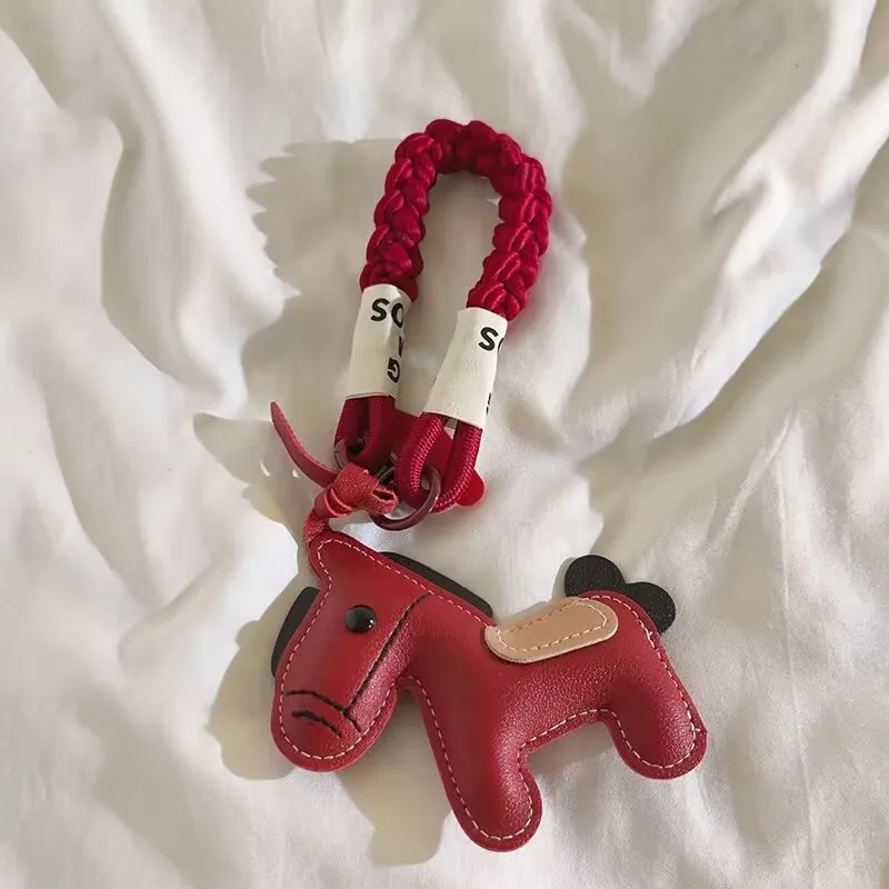 Lucky Braided Leather Horse Keychain, Creative Car Keyring & Bag Charm, Unique Small Gift Accessory